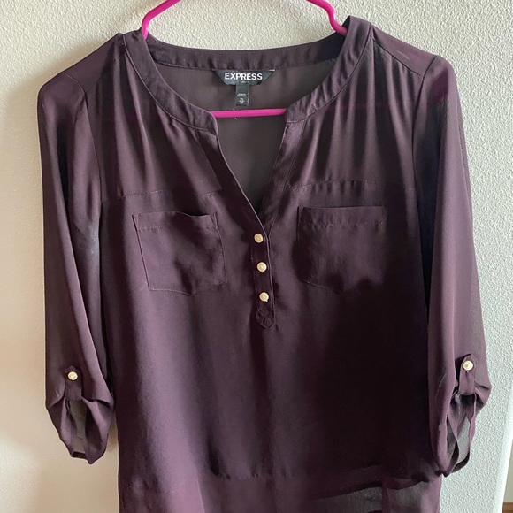 Express 3/4 sleeve length purple blouse XS - Picture 1 of 3